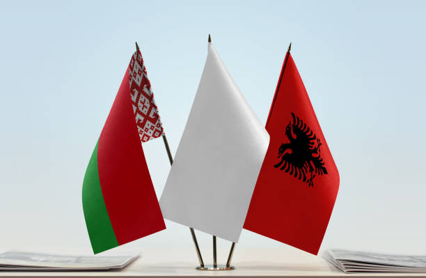 istock Flags of Belarus and Albania 1080374216