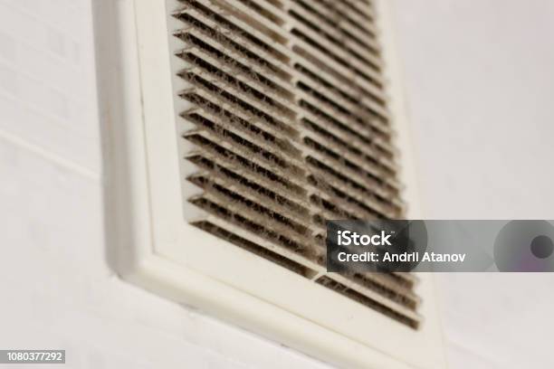 Cleaning Ventilation Plastic Dust The Filter Is Completely Clogged With Dust And Dirt Dirty Ventilation In The Room Disinfection Service Stock Photo - Download Image Now