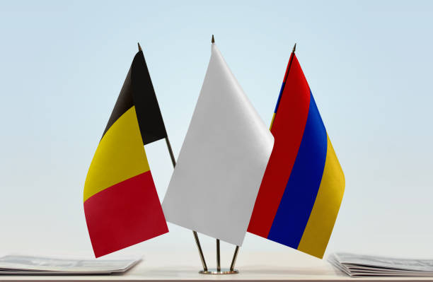 istock Flags of Belgium and Armenia 1080377908