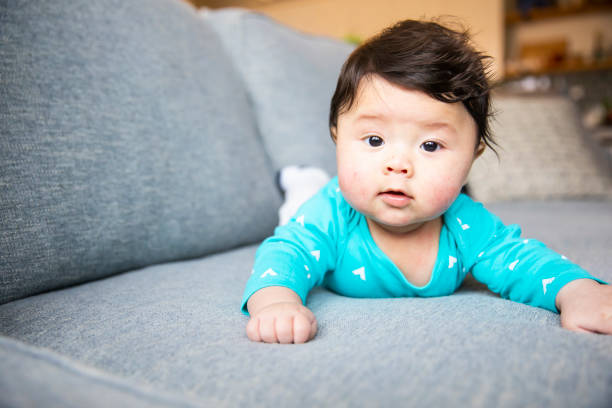 retrato de adorable bebé americano chino - portrait human face chinese ethnicity real people fotografías e imágenes de stock