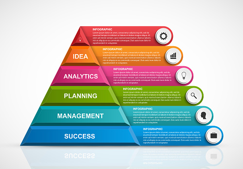 Infographic template with pyramid for presentations or information booklet. Vector illustration.