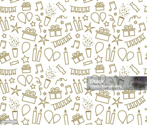 A Seamless Birthday Pattern Stock Illustration - Download Image Now - Birthday, Doodle, Birthday Present