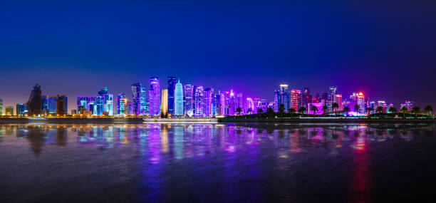 istock Doha skyline at night, Qatar, Middle East 1080386184