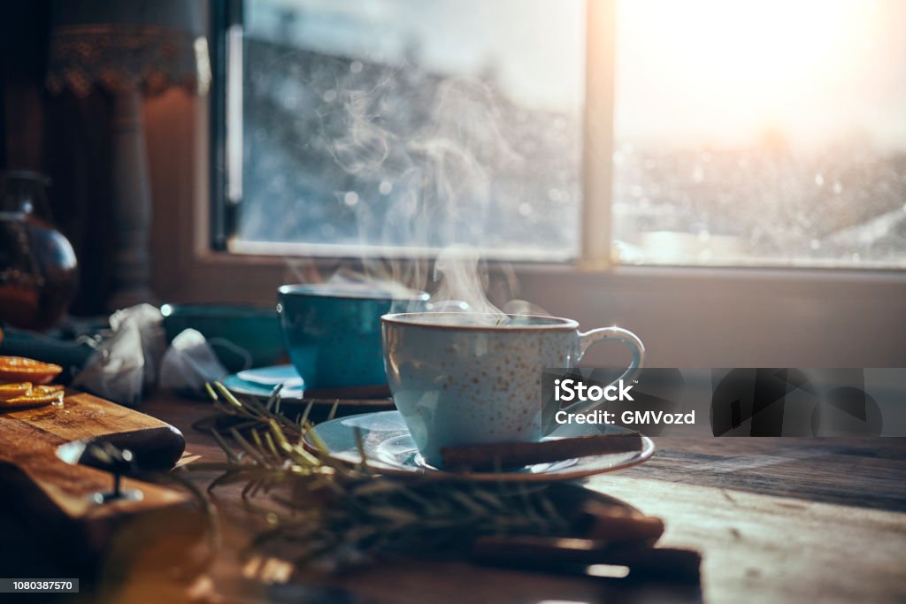 Hot Fruit Tea with Oranges and Cinnamon Winter Stock Photo
