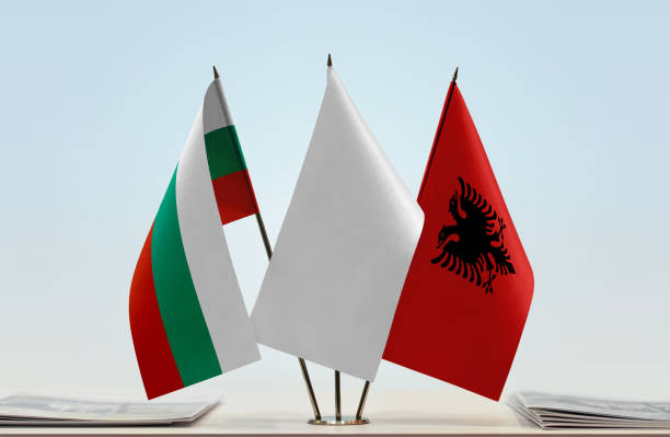 istock Flags of Bulgaria and Albania 1080389936