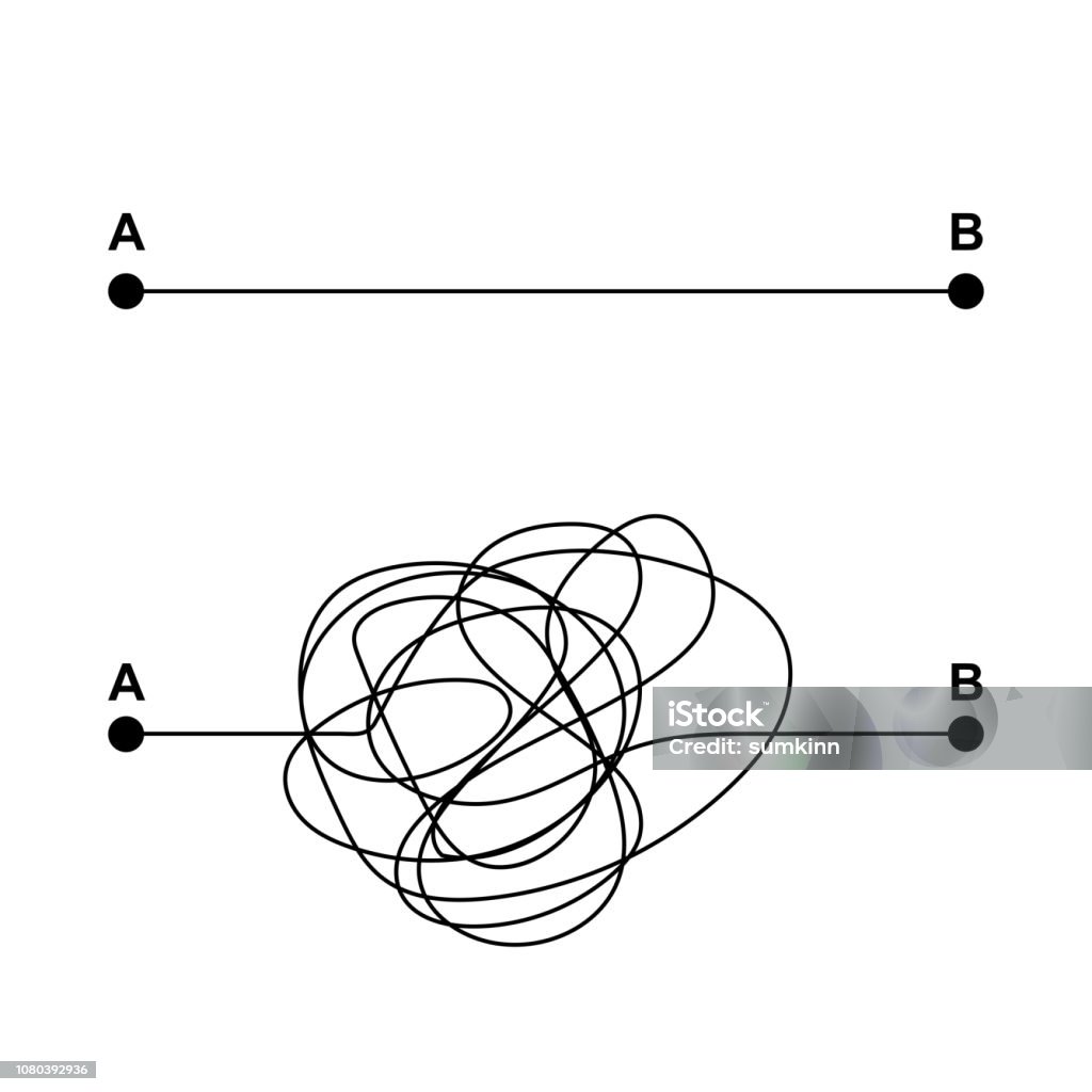 Verwirrte und geraden Pfad. - Lizenzfrei Mit dem Finger zeigen Vektorgrafik