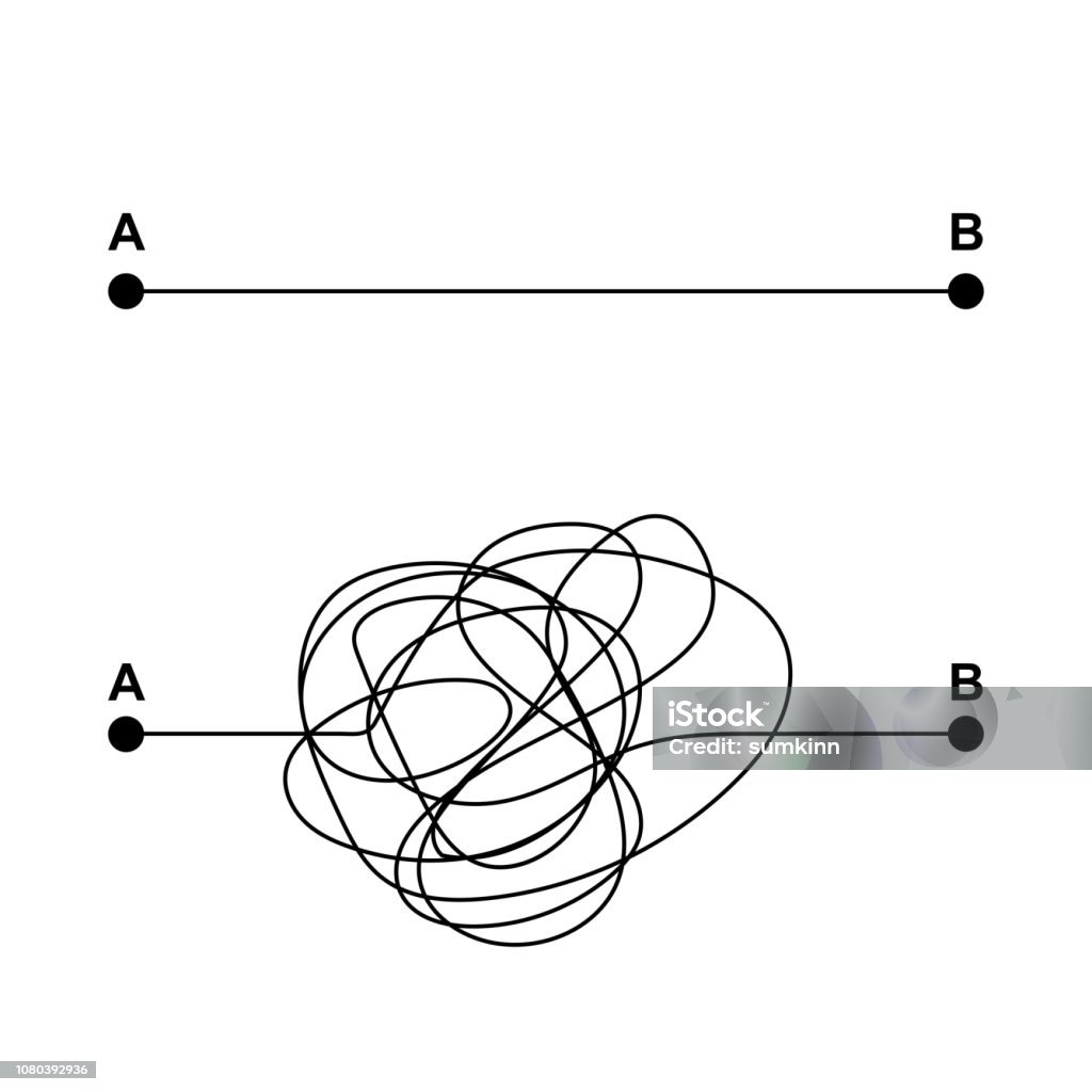 Tangled Path Tangled And Straight Path Stock Illustration - Download Image Now ...