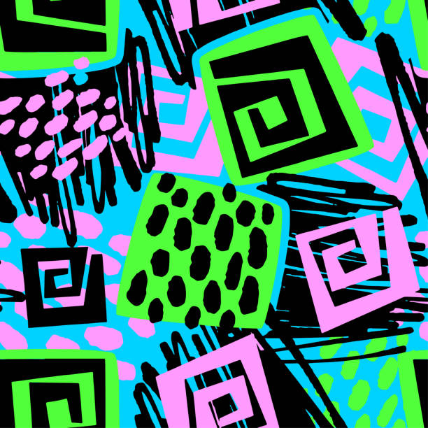 istock Sportswear print, youth seamless pattern, bright dynamic geometric motif 1080404644