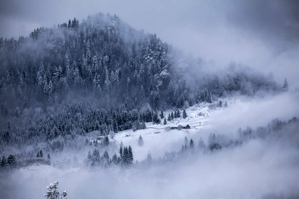 istock Wooden houses under snow 1080412686