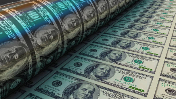 Dollar bills. 3D render stock photo