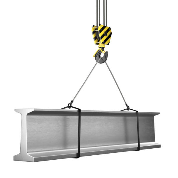istock 3D rendering of a crane hook with a load 1080427050