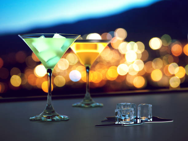 istock 3D rendering of a martini glass on a dark background 1080427414
