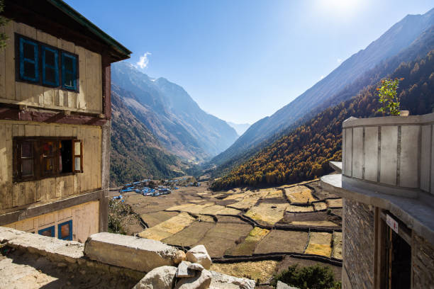 View of Lho, Nepal stock photo