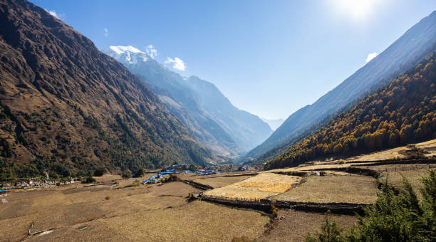 View of Lho, Nepal stock photo