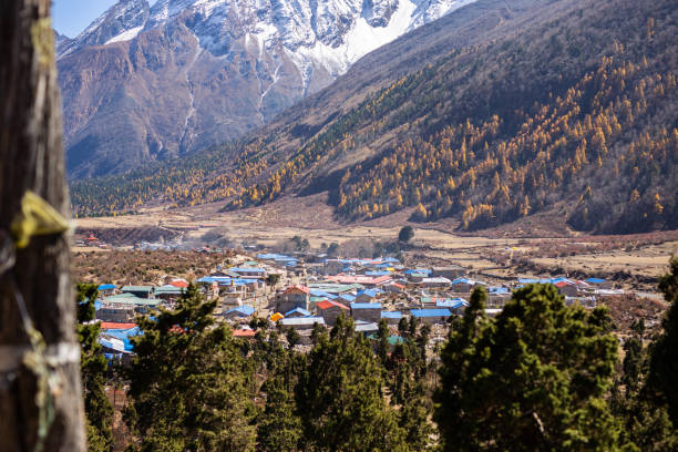 View of Samagaun, Nepal stock photo