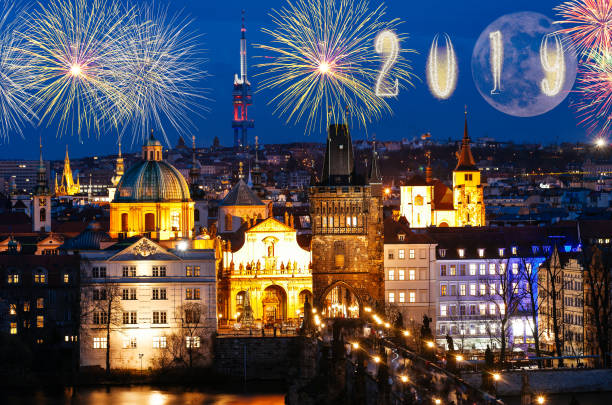 istock Night panorama of Prague, Czech Republic. 1080436482