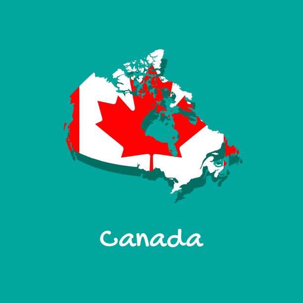 istock Map of Canada painted in the colors of the flag. 1080443494