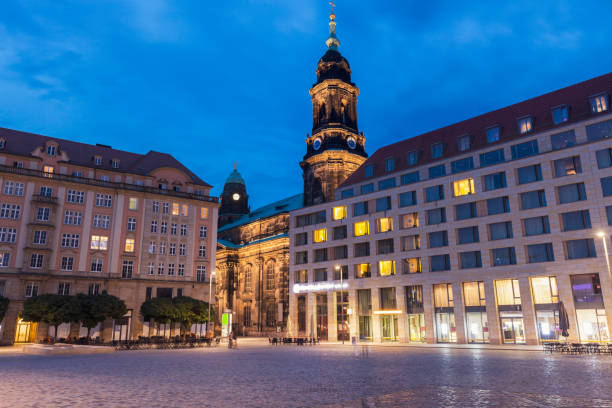 istock Holy Cross Church in Dresden at night 1080445976