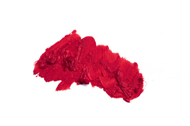 istock Smudged red lipstick isolated on white background 1080449588