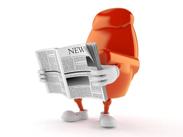 istock Armchair character reading newspaper 1080457796