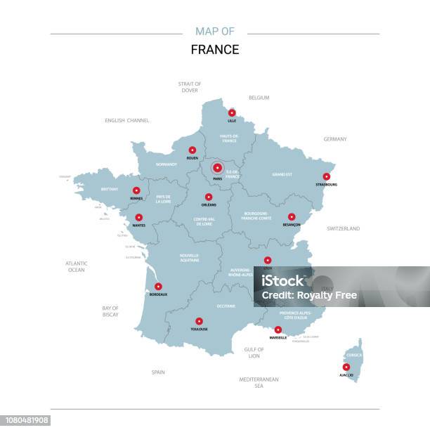 France Map Vector With Red Pin Stock Illustration - Download Image Now - France, Map, Town