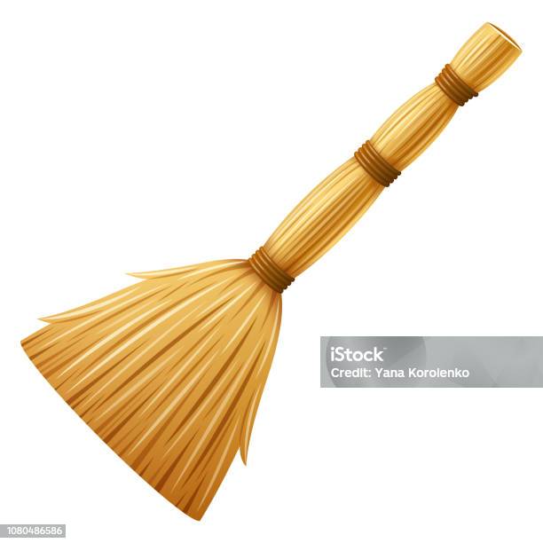 Realistic Broom For Cleaning Garbage Stock Illustration - Download Image  Now - Bathroom, Broom, Brown - iStock