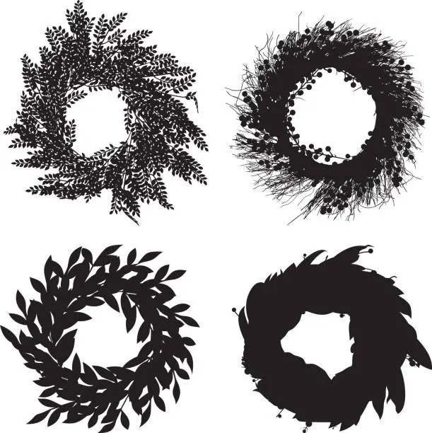 Vector illustration of Wreath Silhouettes