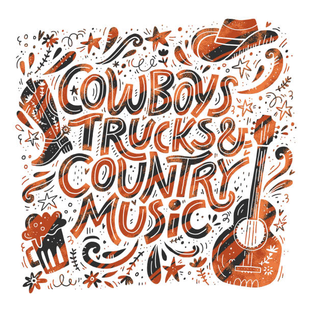 ilustrações de stock, clip art, desenhos animados e ícones de country music festival retro poster vector template - folclórico
