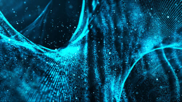 istock Digital blue color particles wave motion abstract background 1080496060