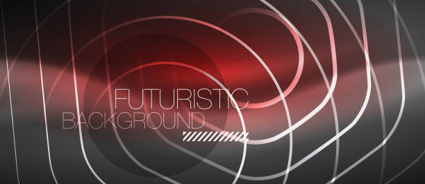 istock Black and glowing color lines neon design, magin techno template background 1080496322
