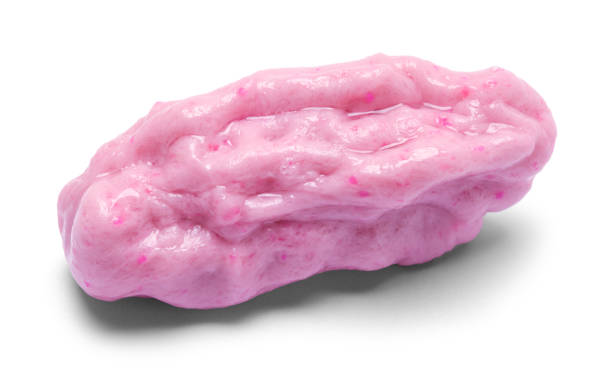 Bubblegum Chewed Chewed Pink Buble Gum Isolated on White Background. chewed stock pictures, royalty-free photos & images