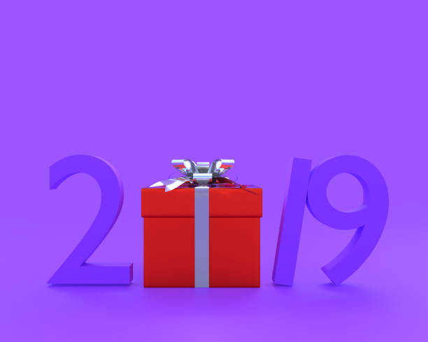 istock New year 2019 concept purple color and red gjift box 1080554876