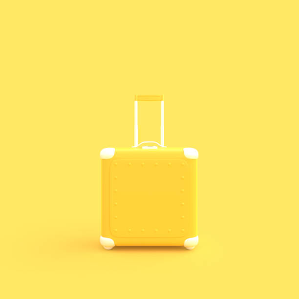 istock Travel suitcase yellow pastel color 1080555942