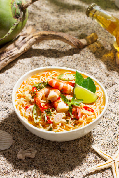istock Shrimp noodles on the shore 1080586978