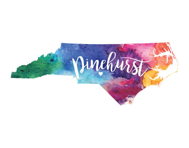istock Pinehurst, North Carolina Watercolor Raster Map Illustration 1080594490
