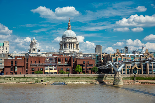 St. Paul's Cathedral and the Millennium Bridge in London, UK