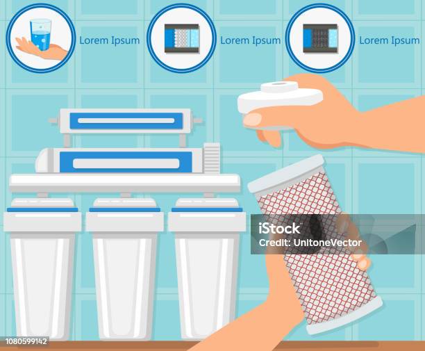 Filter Replacement Business Vector Illustration Stock Illustration - Download Image Now - Arranging, Backgrounds, Bacterium