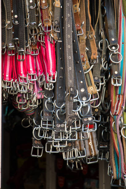 istock Set of different colored belts with buckles 1080599388