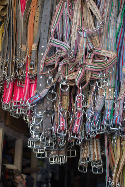 istock Set of different colored belts with buckles 1080599400