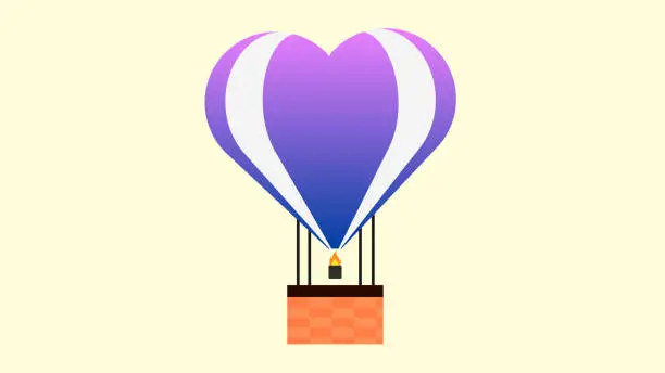 Vector illustration of Hot Air Balloon with heart shape