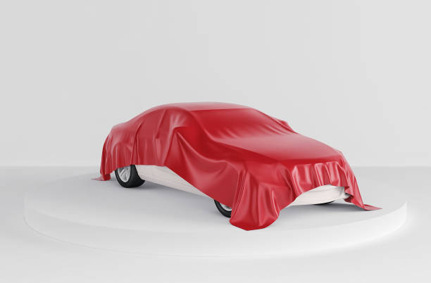 istock Car presentation in white showroom. 3d rendering 1080614346