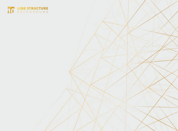 illustrazioni stock, clip art, cartoni animati e icone di tendenza di struttura astratta delle linee d'oro sovrapposte su sfondo bianco. - pattern backgrounds abstract triangle