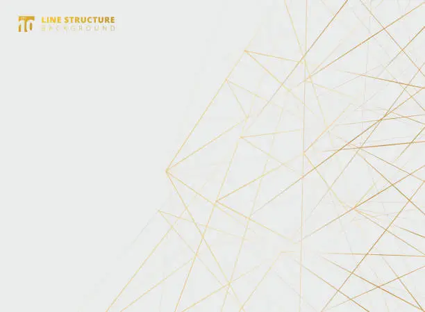 Vector illustration of Abstract overlap gold lines structure on white background.