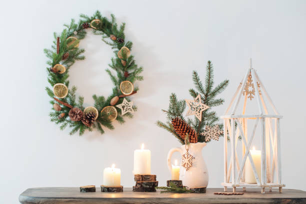istock Christmas decoration on background white wall 1080617756
