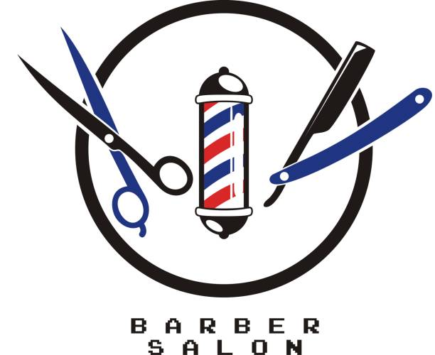 дизайн логотипа парикмахерской - barbers pole stock illustrations