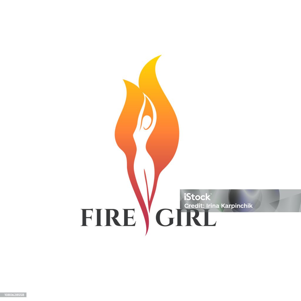 Woman Fire Vector Vector Design Template Fire Girl Sign Stock Illustration - Download ...