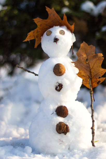 istock Snowman made by kids. 1080639402