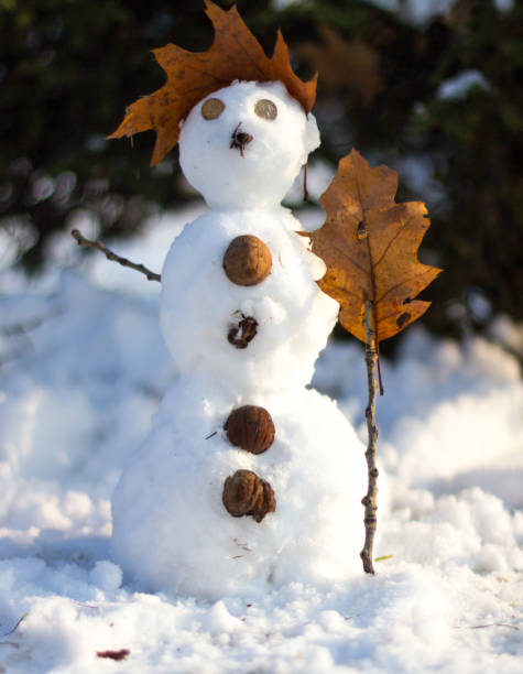 istock Snowman made by kids. 1080639404