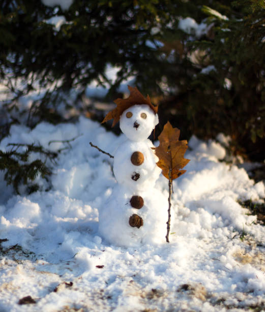 istock Snowman made by kids. 1080639416