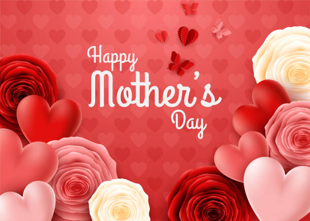 istock Happy Mother's Day with rose and hearts background 1080649188